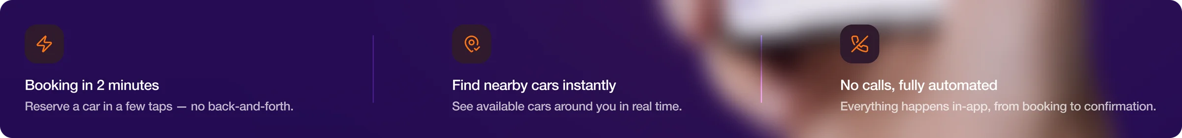 Booking in 2 minutes, find nearby cars instantly, no calls fully automated